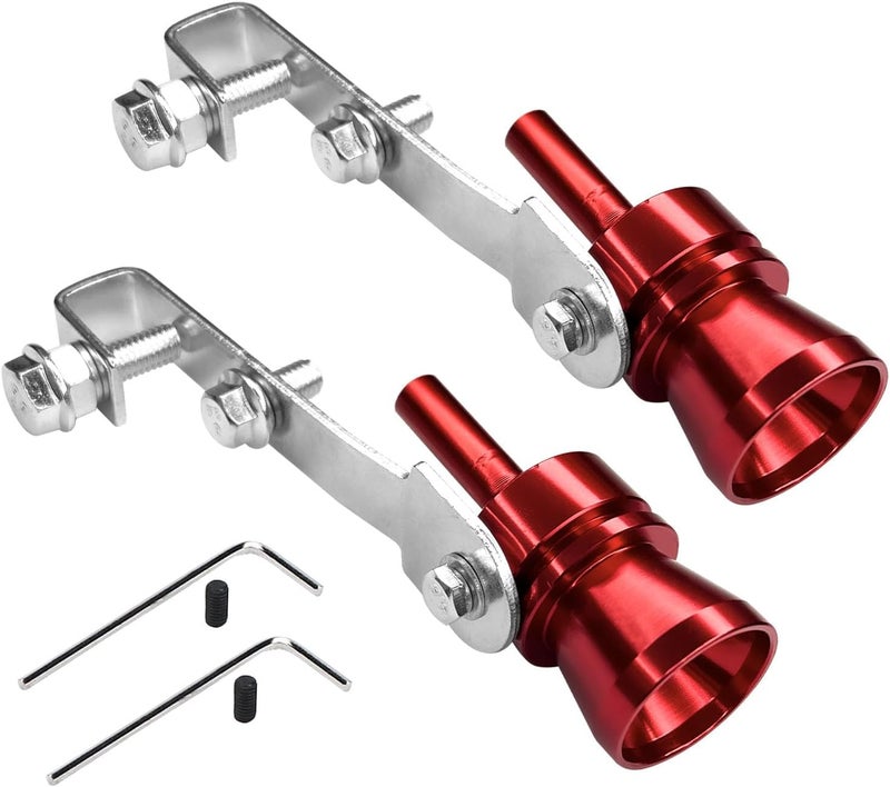 Hirificing 2PCS Exhaust Turbo Whistle, Loud Turbo Sound Booster Exhaust Muffler Pipe Aluminum Alloy Whistle,Car Roar Maker Turbo Sound Enhancer Whistle Simulator(XL-Red) - Image 1